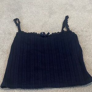 Elegant Black Lace Trim Women's Top